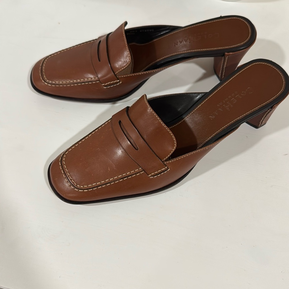 Cole Haan Brown Leather Women's Heeled Loafers